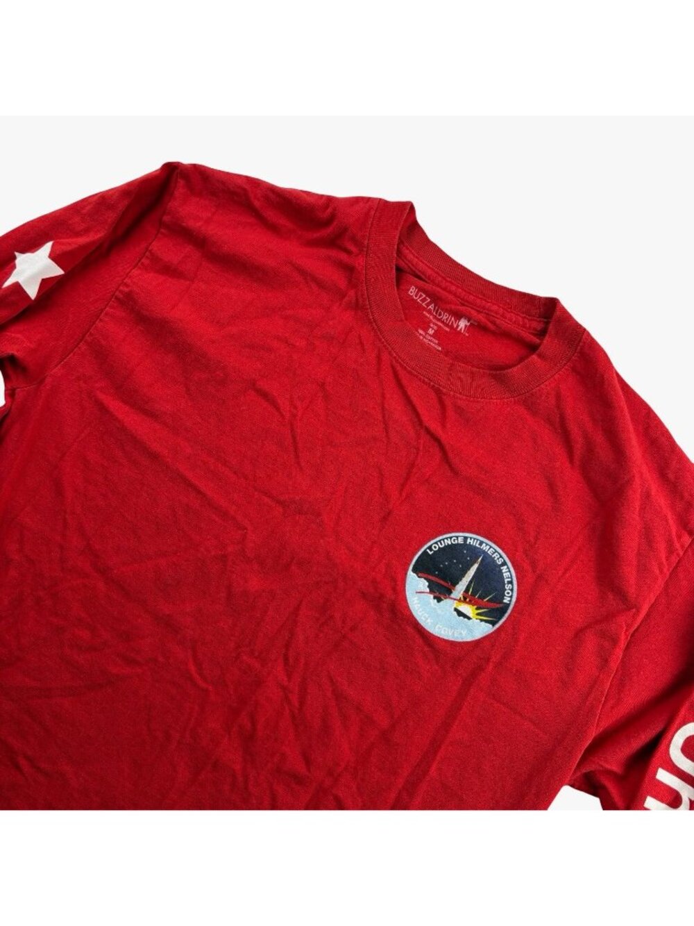 Buzz Aldrin NASA 100% Cotton L/S T-Shirt Red • Medium